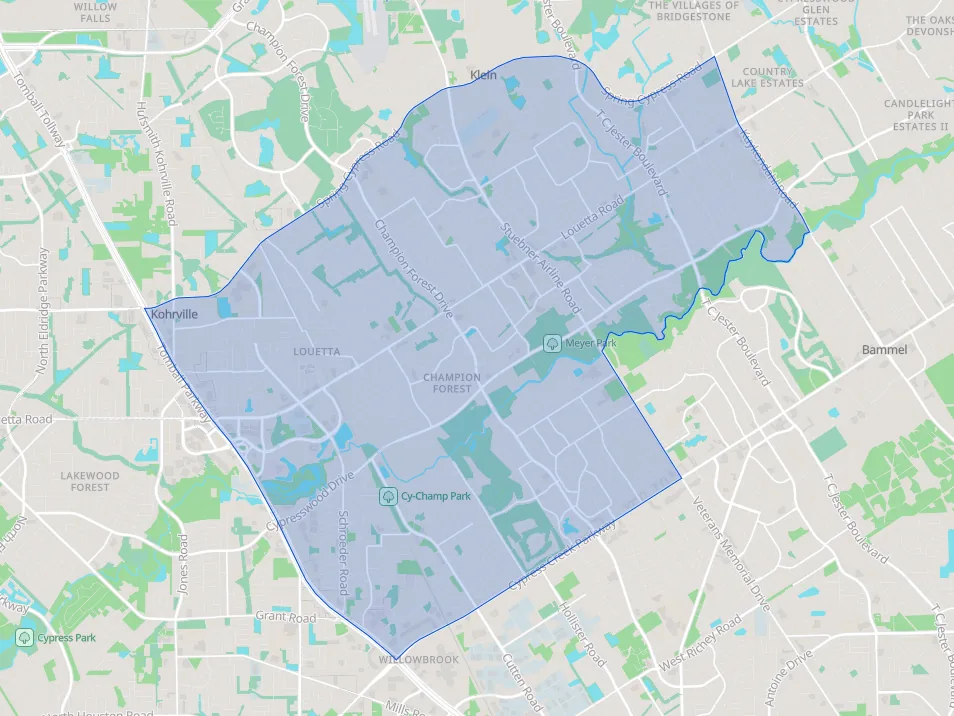 Map of the Champions Area market area