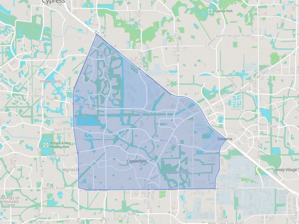 Map of the Copperfield Area market area