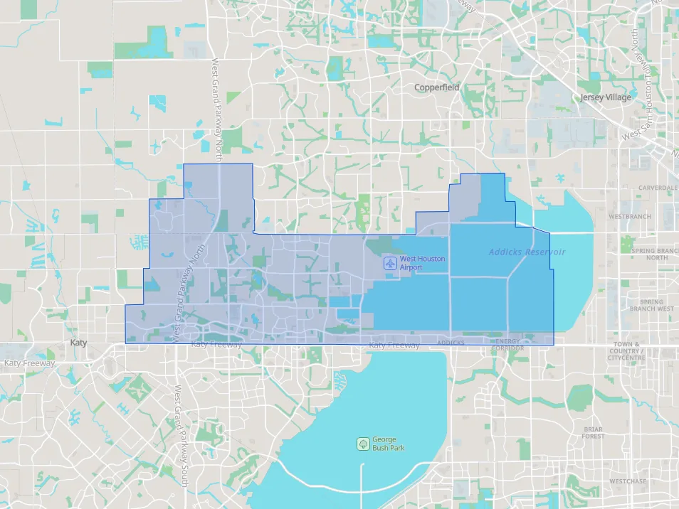 Map of the Katy - North market area